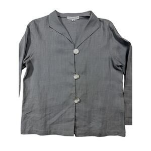 Christopher Calvin 100% Linen Jacket Small S Grey Coastal Grandma Minimalist